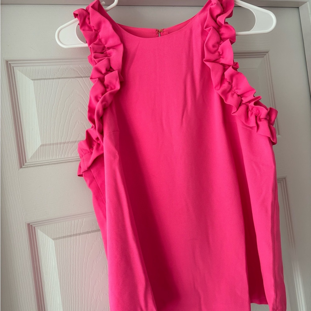 Lilly Pulitzer Pink Ruffle Sleeveless Top